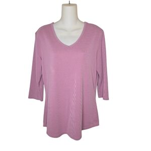 Seg'ments Segments Orchid Purple 3/4 Sleeve Ribbed Shirt Top Women's Medium